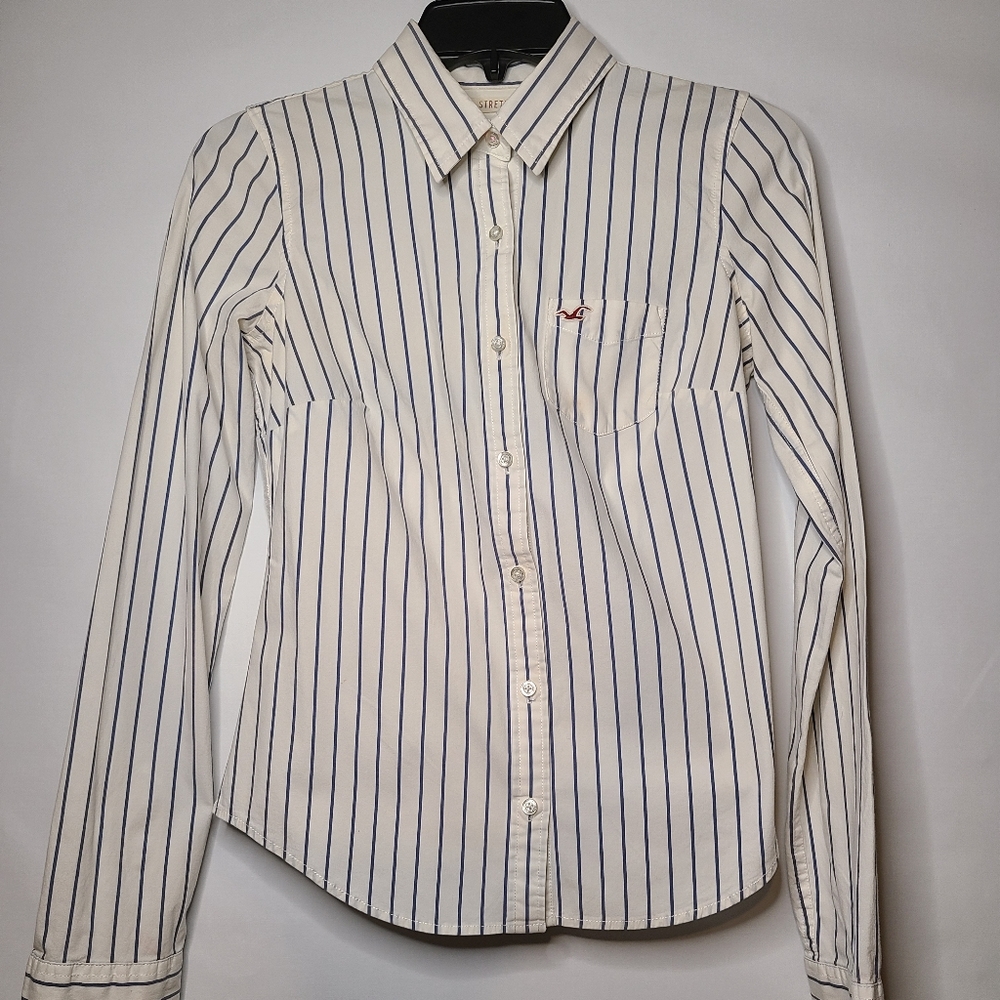 Hollister Blue & White Stripped  Shirt